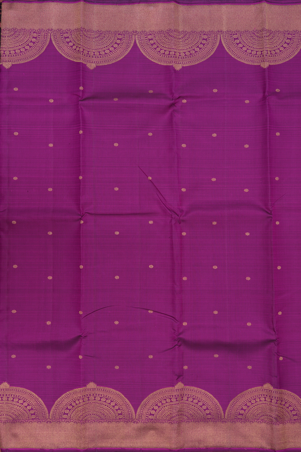 Kanchipuram Silk Saree In Grape Purple With Floral Buttas