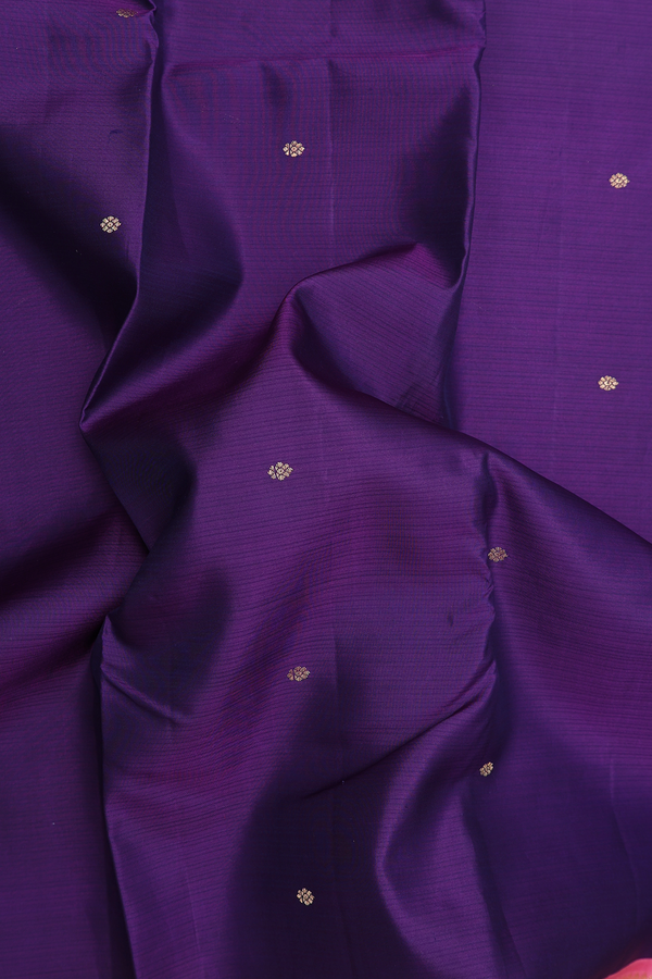 Kanchipuram Silk Saree In Grape Purple With Floral Buttas