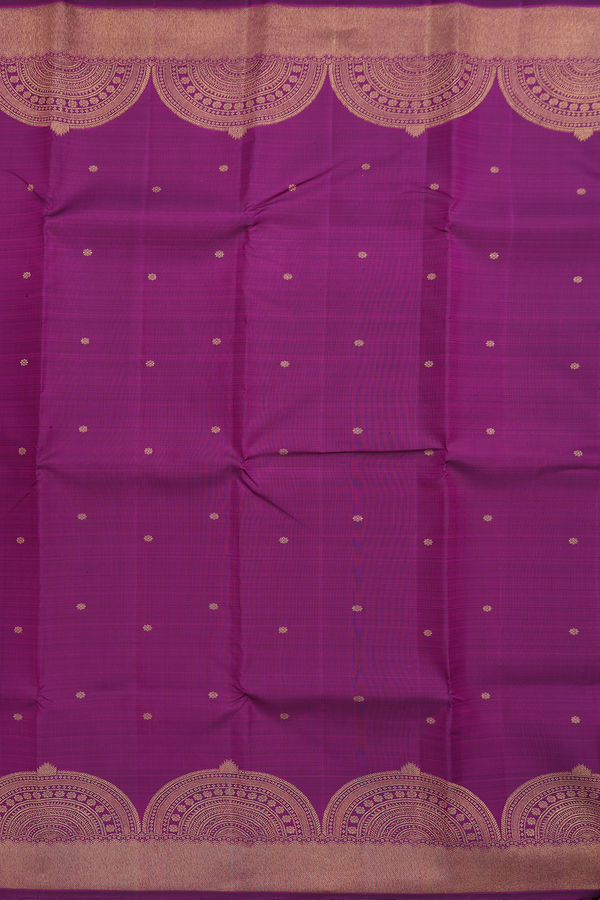Kanchipuram Silk Saree In Grape Purple With Floral Buttis