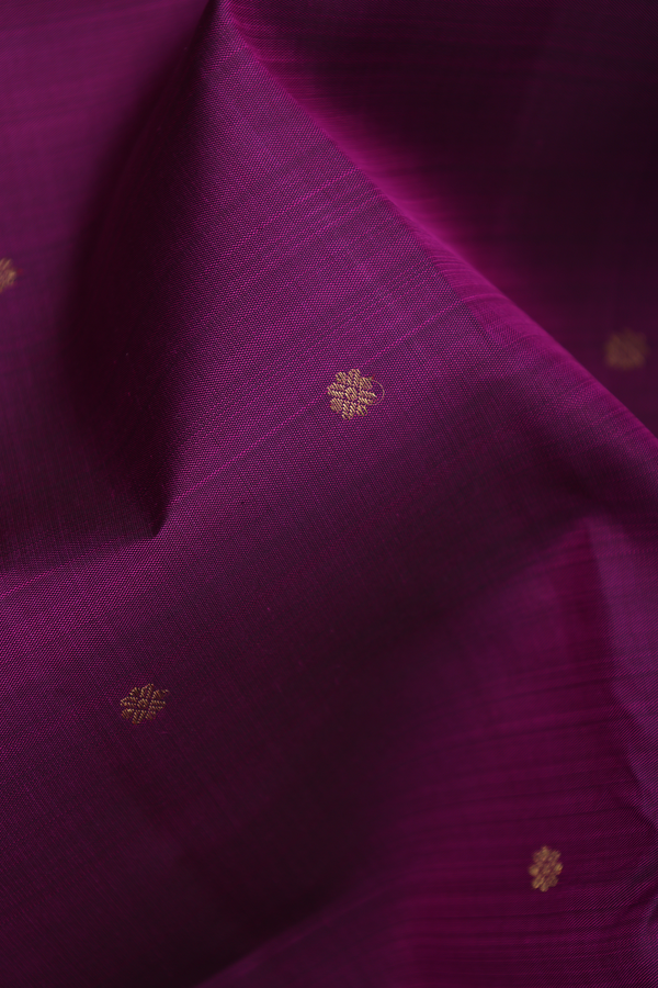 Kanchipuram Silk Saree In Grape Purple With Floral Buttis