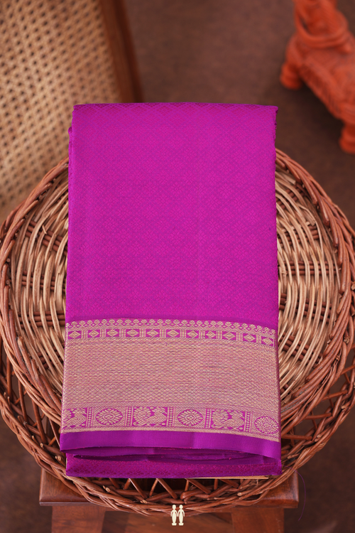 Kanchipuram Silk Saree In Grape Purple With Jacquard Pattern