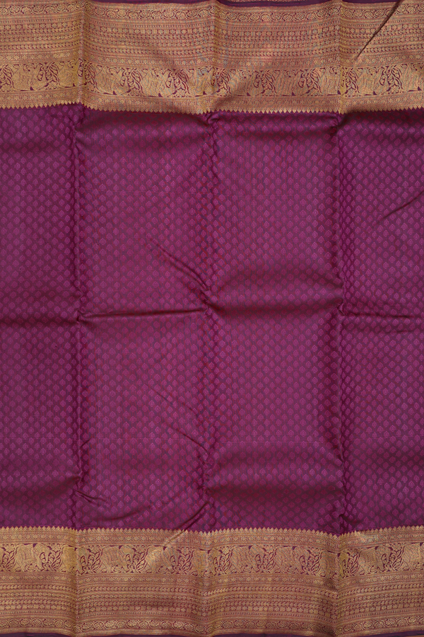 Kanchipuram Silk Saree In Grape Purple With Jacquard Pattern