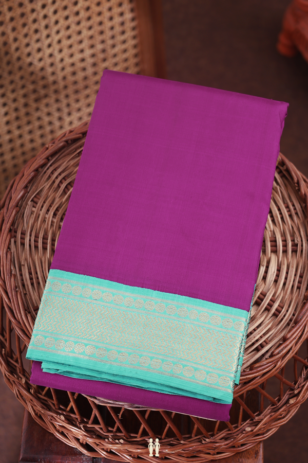 Kanchipuram Silk Saree In Grape Purple With Korvai Border