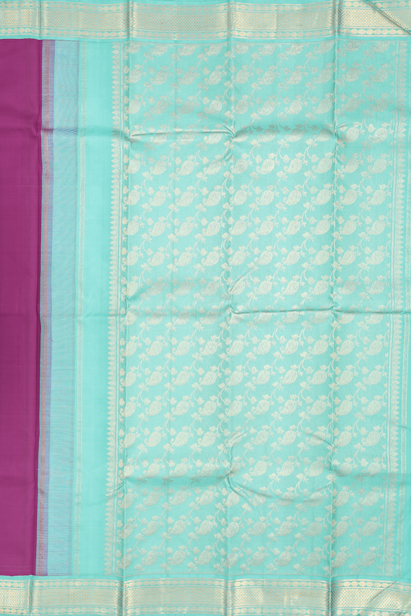 Kanchipuram Silk Saree In Grape Purple With Korvai Border