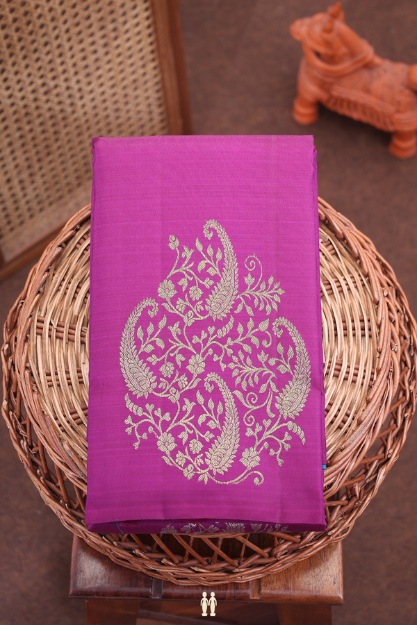 Kanchipuram Silk Saree In Grape Purple With Paisley Design