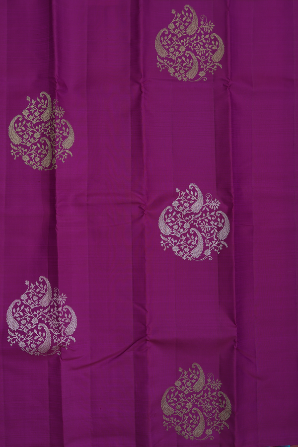 Kanchipuram Silk Saree In Grape Purple With Paisley Design