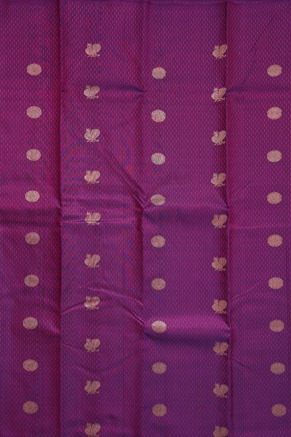 Kanchipuram Silk Saree In Grape Purple With Peacock Buttas