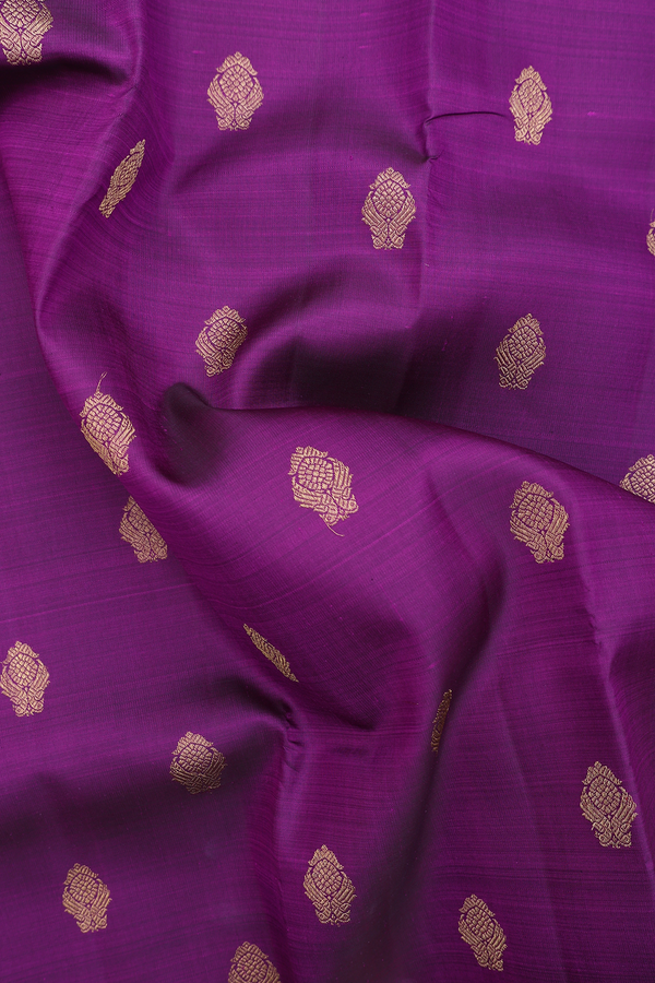 Kanchipuram Silk Saree In Grape Purple With Peacock Buttas