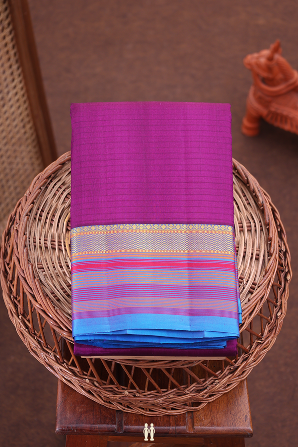 Kanchipuram Silk Saree In Grape Purple With Stripes Design