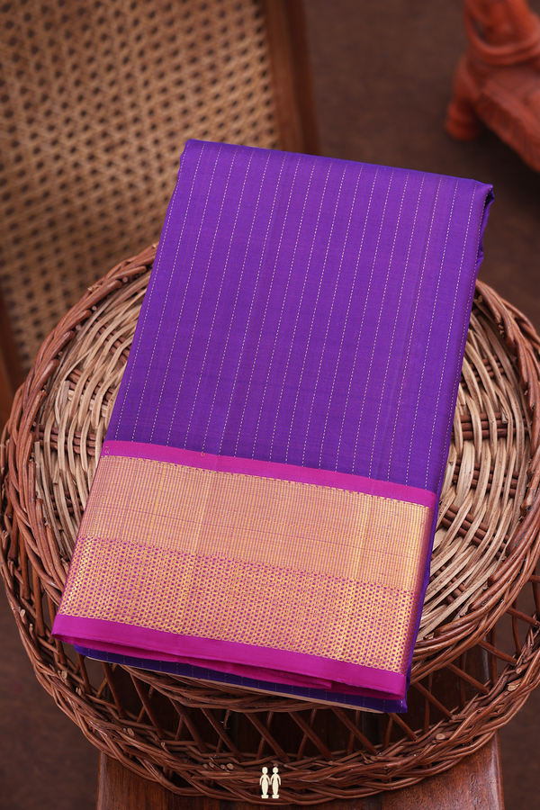 Kanchipuram Silk Saree In Grape Purple With Stripes Design