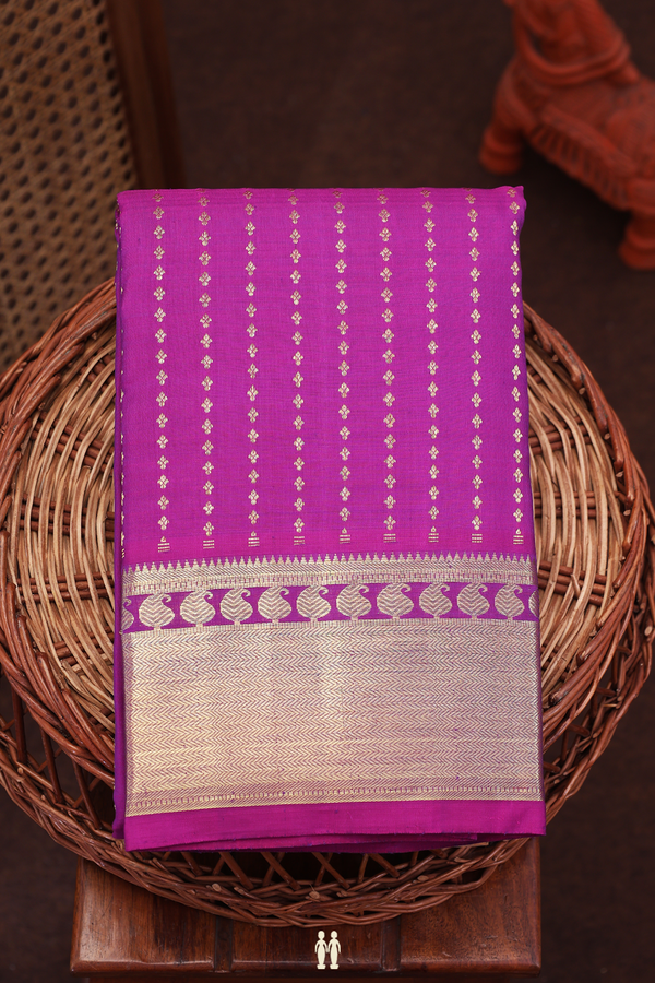 Kanchipuram Silk Saree In Grape Purple With Stripes Design
