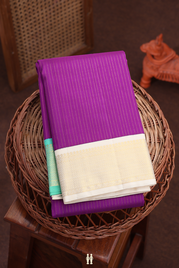 Kanchipuram Silk Saree In Grape Purple With Stripes Design
