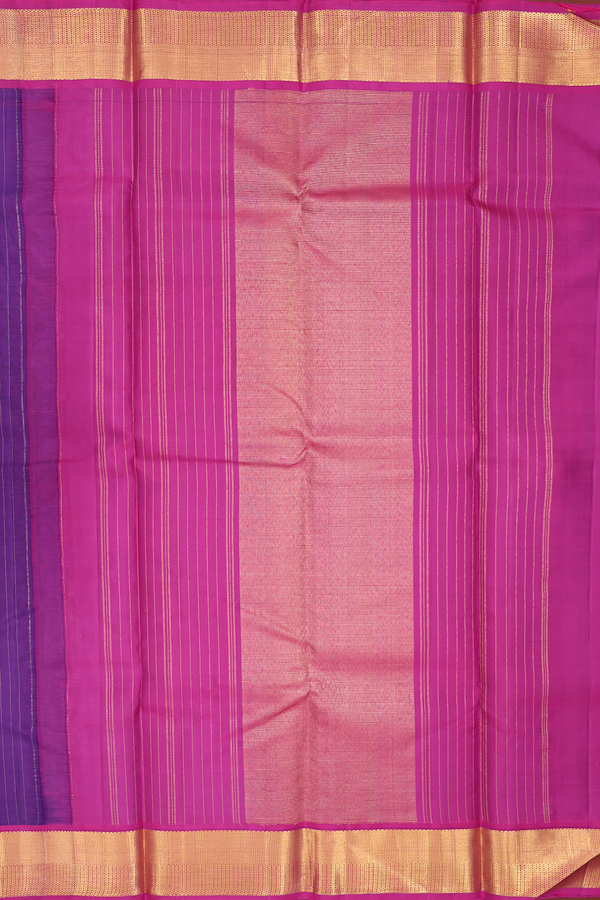 Kanchipuram Silk Saree In Grape Purple With Stripes Design