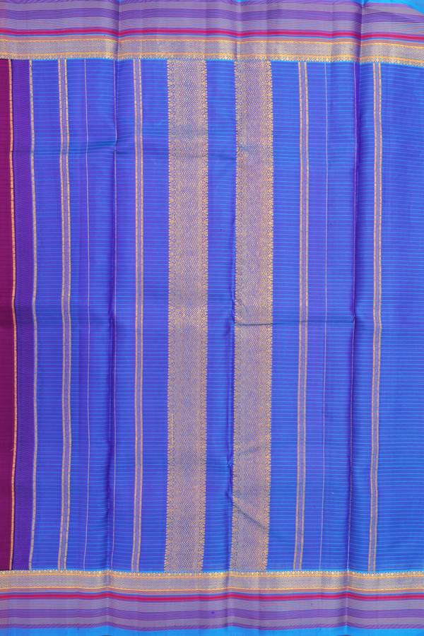 Kanchipuram Silk Saree In Grape Purple With Stripes Design