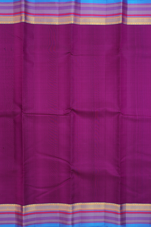 Kanchipuram Silk Saree In Grape Purple With Stripes Design