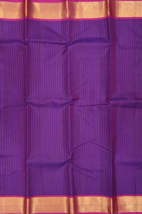Kanchipuram Silk Saree In Grape Purple With Stripes Design