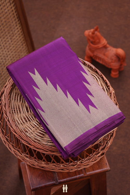 Kanchipuram Silk Saree In Grape Purple With Temple Border