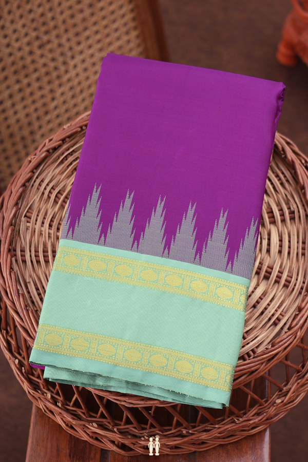 Kanchipuram Silk Saree In Grape Purple With Temple Border