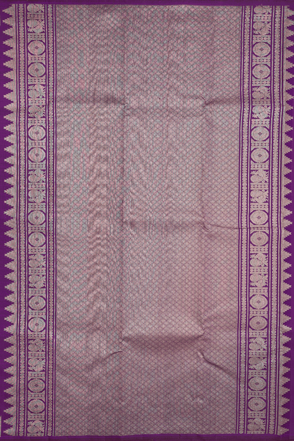 Kanchipuram Silk Saree In Grape Purple With Temple Border