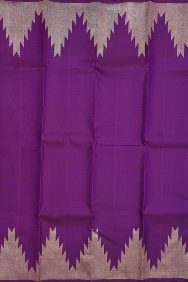 Kanchipuram Silk Saree In Grape Purple With Temple Border