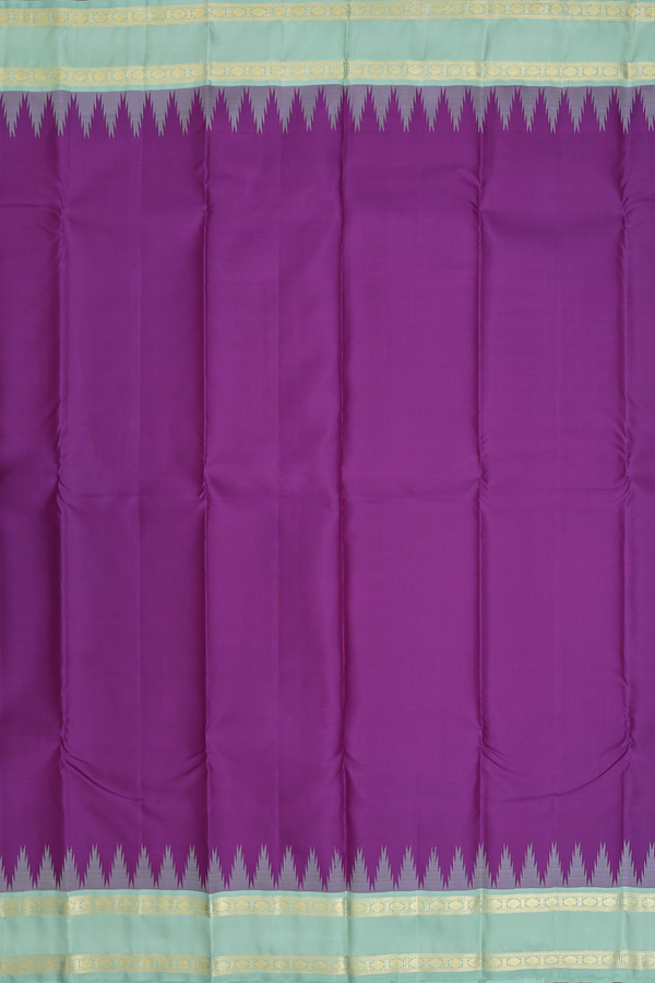 Kanchipuram Silk Saree In Grape Purple With Temple Border
