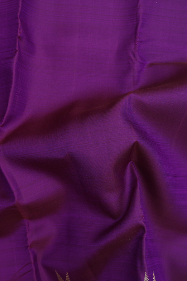 Kanchipuram Silk Saree In Grape Purple With Temple Border