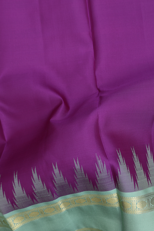Kanchipuram Silk Saree In Grape Purple With Temple Border