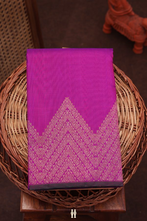 Kanchipuram Silk Saree In Grape Purple With Zari Border