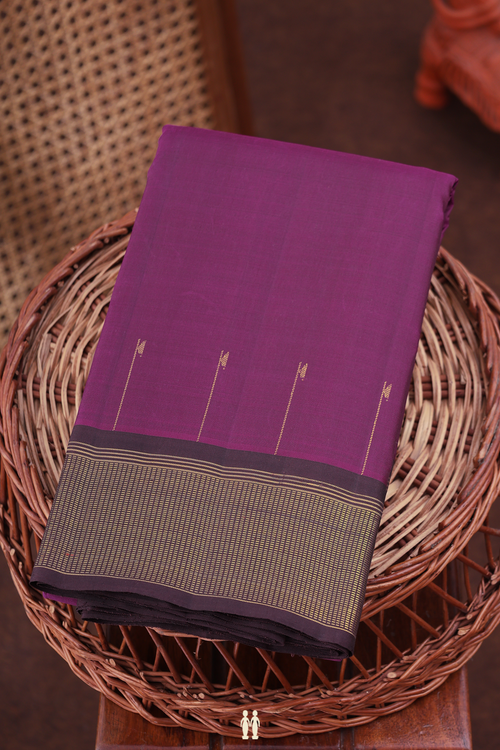 Kanchipuram Silk Saree In Grape Purple With Zari Border