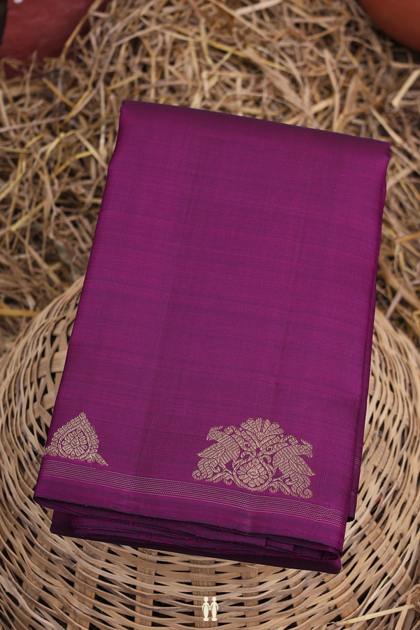 Kanchipuram Silk Saree In Grape Purple With Zari Border