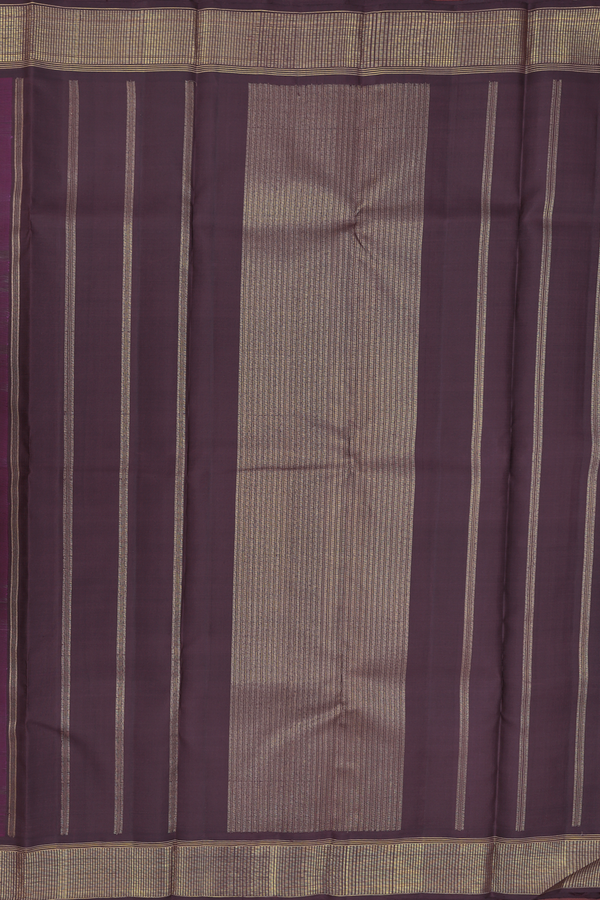 Kanchipuram Silk Saree In Grape Purple With Zari Border