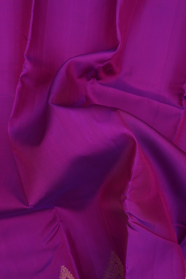 Kanchipuram Silk Saree In Grape Purple With Zari Border