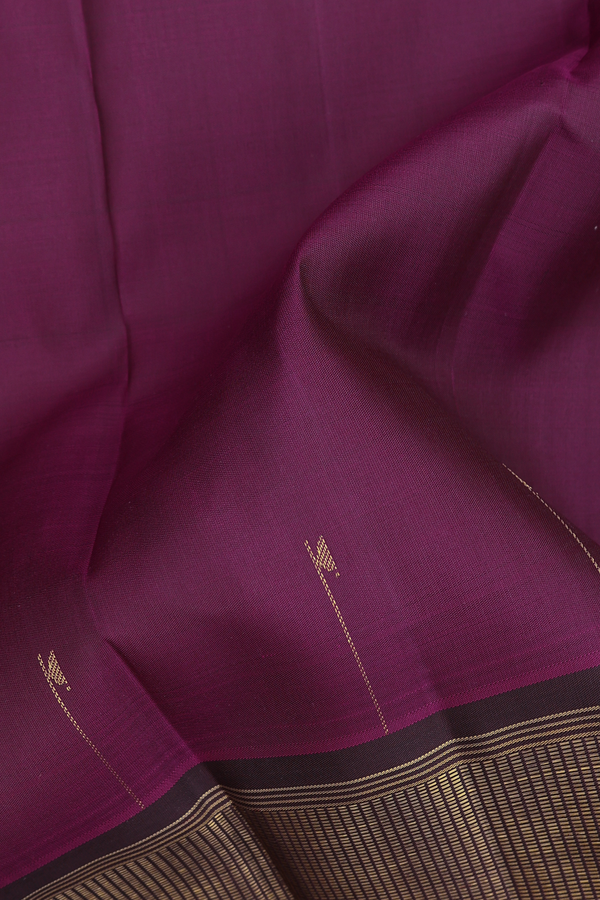 Kanchipuram Silk Saree In Grape Purple With Zari Border