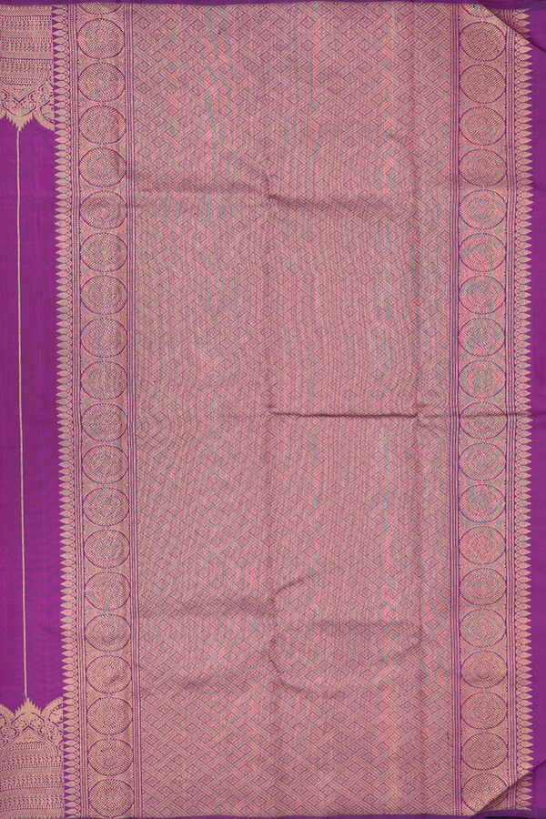 Kanchipuram Silk Saree In Grape Purple With Zari Buttas