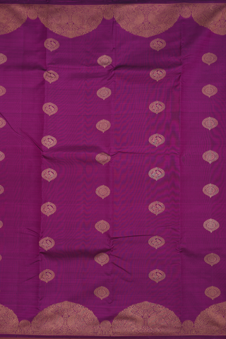 Kanchipuram Silk Saree In Grape Purple With Zari Buttas