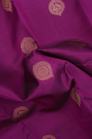 Kanchipuram Silk Saree In Grape Purple With Zari Buttas