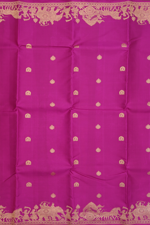 Kanchipuram Silk Saree In Grape Purple With Zari Buttas