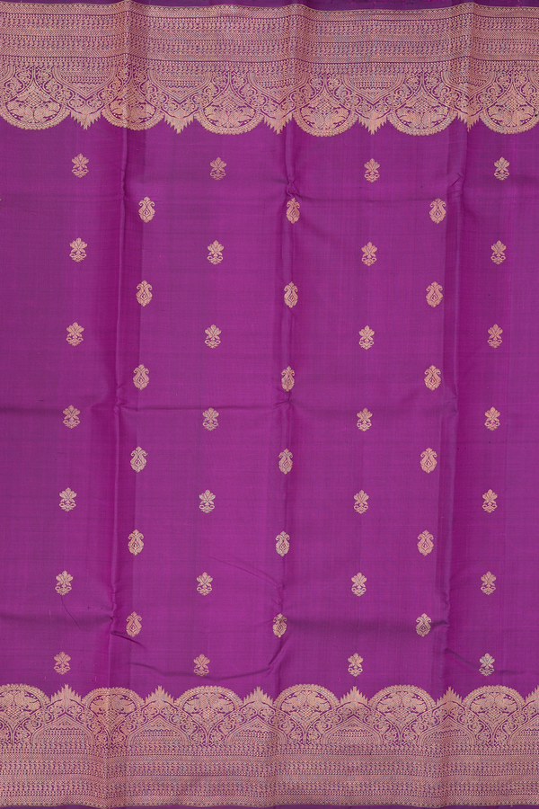 Kanchipuram Silk Saree In Grape Purple With Zari Buttas