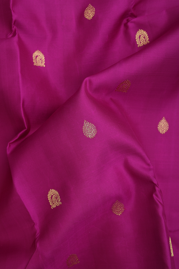 Kanchipuram Silk Saree In Grape Purple With Zari Buttas