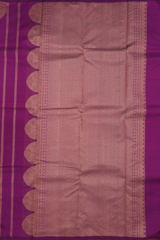 Kanchipuram Silk Saree In Grape Purple With Zari Buttas