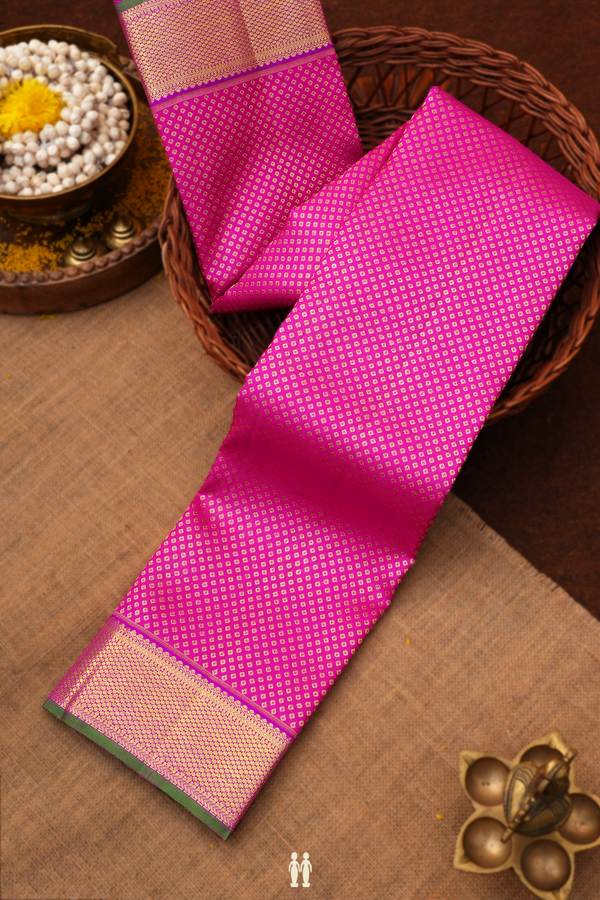 Kanchipuram Silk Saree In Grape Purple With Zari Buttis