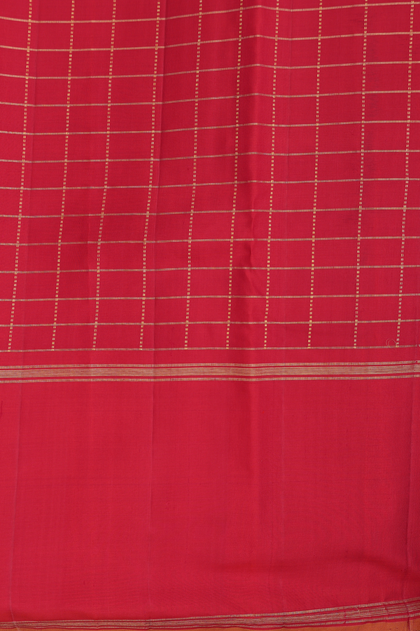 Kanchipuram Silk Saree In Green And Black With Checks Design