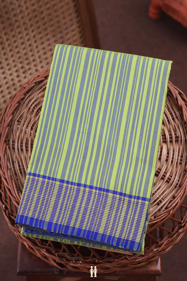 Kanchipuram Silk Saree In Green And Blue Stripes Design