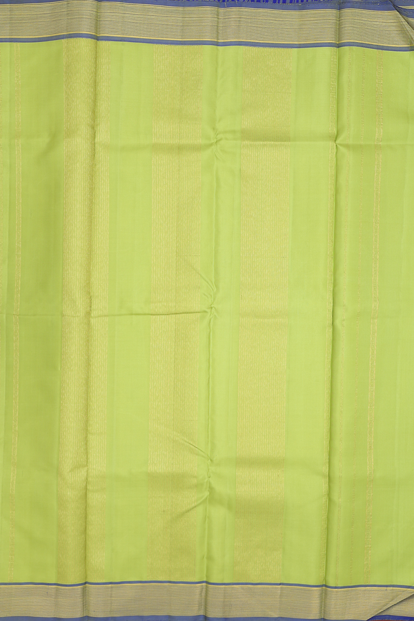 Kanchipuram Silk Saree In Green And Blue Stripes Design