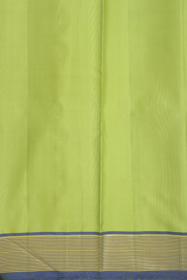 Kanchipuram Silk Saree In Green And Blue Stripes Design