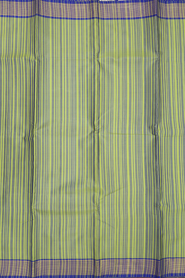 Kanchipuram Silk Saree In Green And Blue Stripes Design