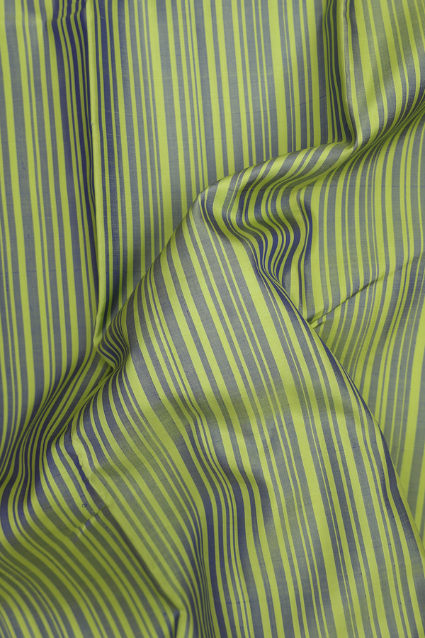 Kanchipuram Silk Saree In Green And Blue Stripes Design