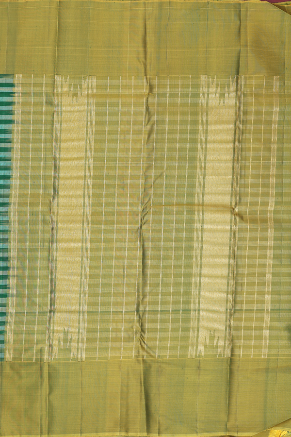 Kanchipuram Silk Saree In Green And Blue With Checks Design