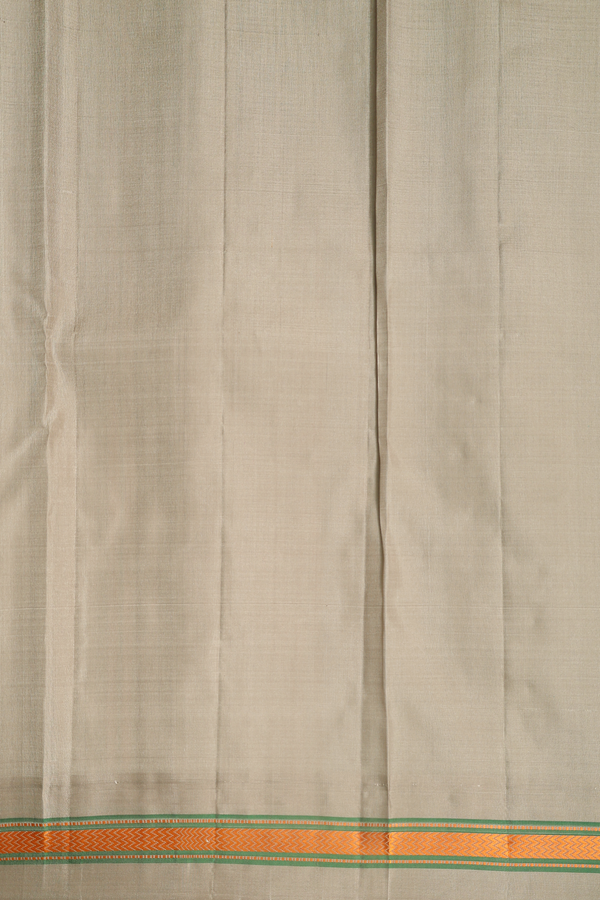 Kanchipuram Silk Saree In Green And Orange With Checks Design