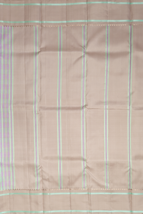 Kanchipuram Silk Saree In Green And Purple With Checks Design